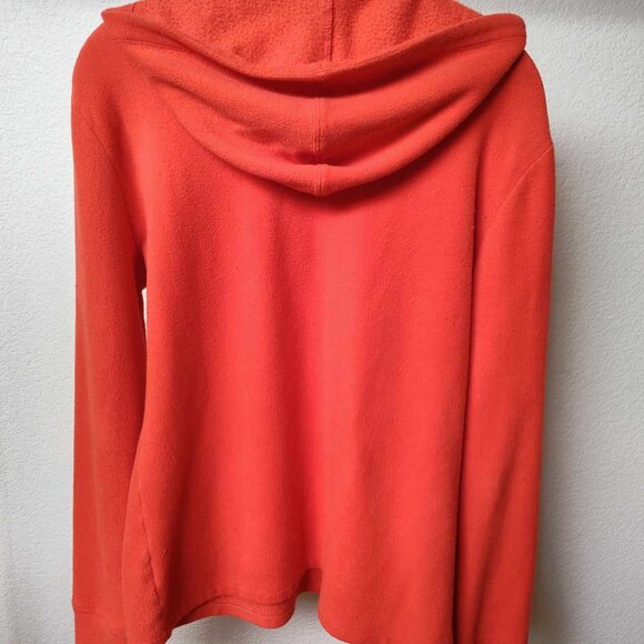 Cuddle Duds - 3-quarter zip fleece hoodie, orange, size Large - Picture 2 of 7
